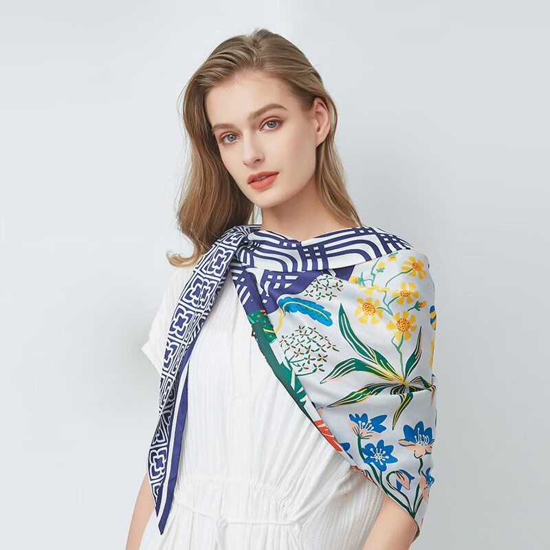 ELLE法式复古真丝长巾女时尚优雅围巾100%桑蚕丝巾礼盒装送礼