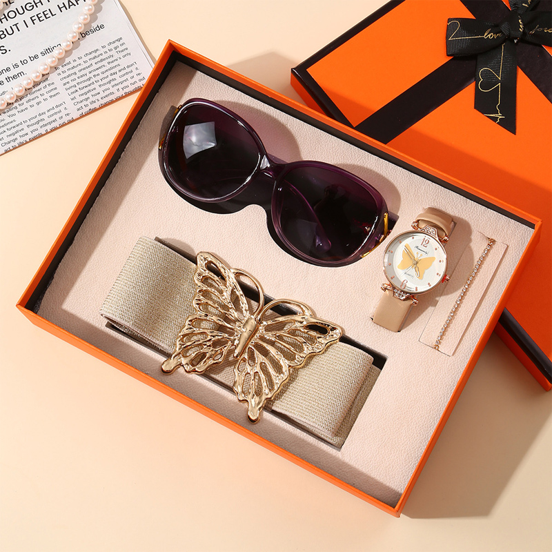 女士时尚爱心首饰礼盒母亲节三八妇女节金色金属礼品情人节套装