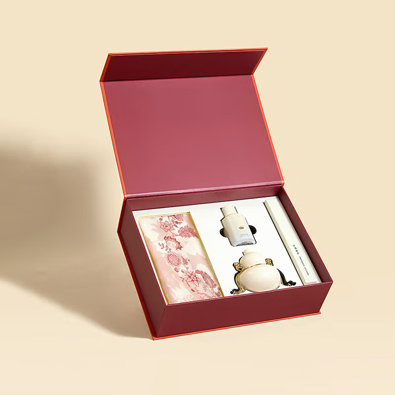 万事利双面印花长巾+香薰礼盒时尚披肩礼盒装女神节礼物-万事金喜 长巾-瑰下梦影粉色+香薰