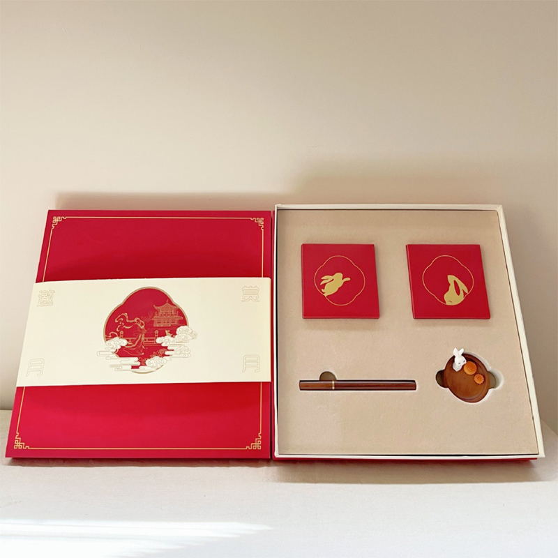 线香插托小礼品玉兔团圆酸枝木香炉高级感香筒线香盒