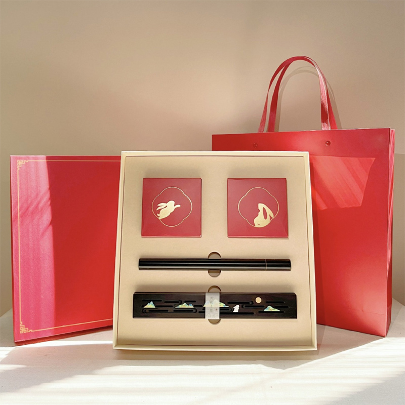 香炉家用上香酸枝木黄铜室内香插摆件木质工艺品礼盒装小香炉熏香