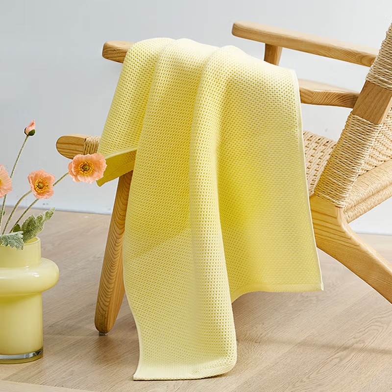 富安娜【天津】t富安娜清韵系列素色纯棉蜂窝毛方浴三件套\黄