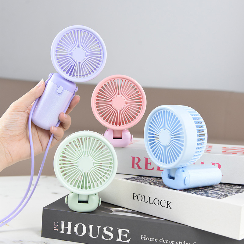 折叠手持小风扇带挂绳USB充电三档夏季学生宿舍礼品便携