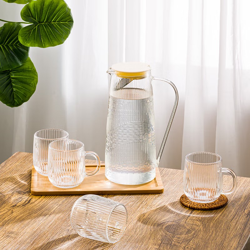 玻璃壶杯家用耐高温高级感泡茶杯套装待客客厅水壶杯具6263 透明色一壶四杯【礼盒装】