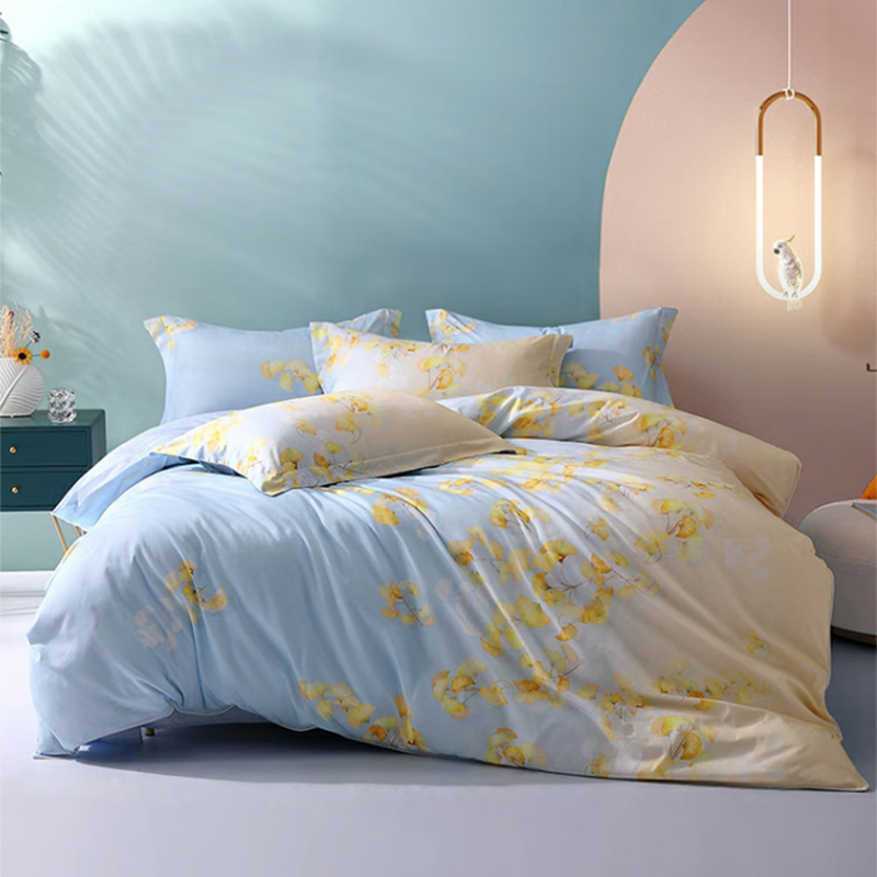 水星家纺四件套床上纯棉100%全棉床单四件套单双人被套枕套1.5米床遥叶