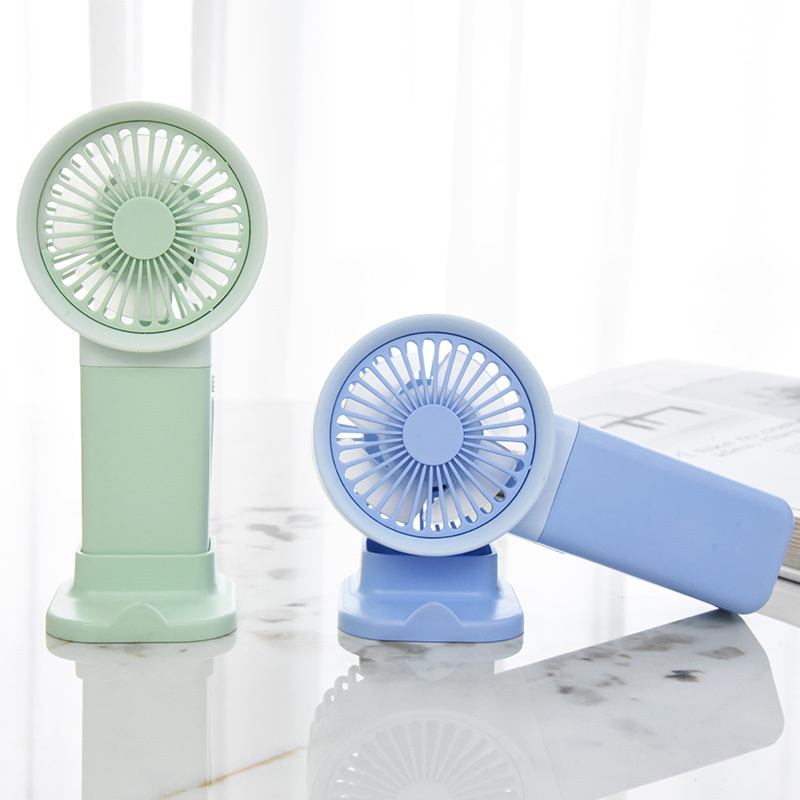 马卡龙带底座支架手持小风扇三档风充电夏季学生户外随身礼品