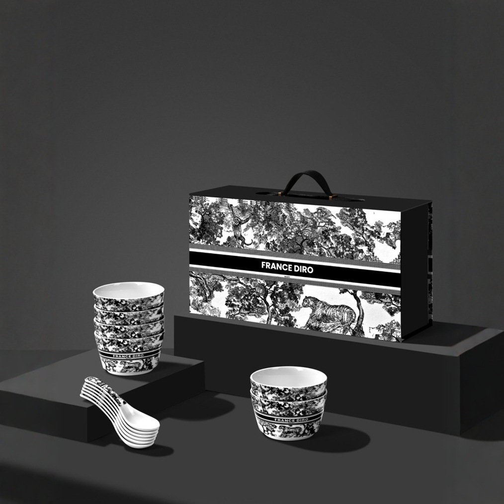 聚陶人雕牌系列创意陶瓷餐具碗勺礼盒装开业活动积分送顾客伴手礼