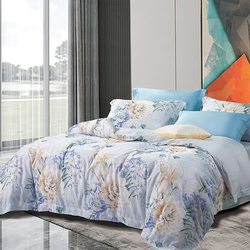 富安娜床上用品床单四件套纯棉印花套件清袖幽兰1.5米床被套203*229cm