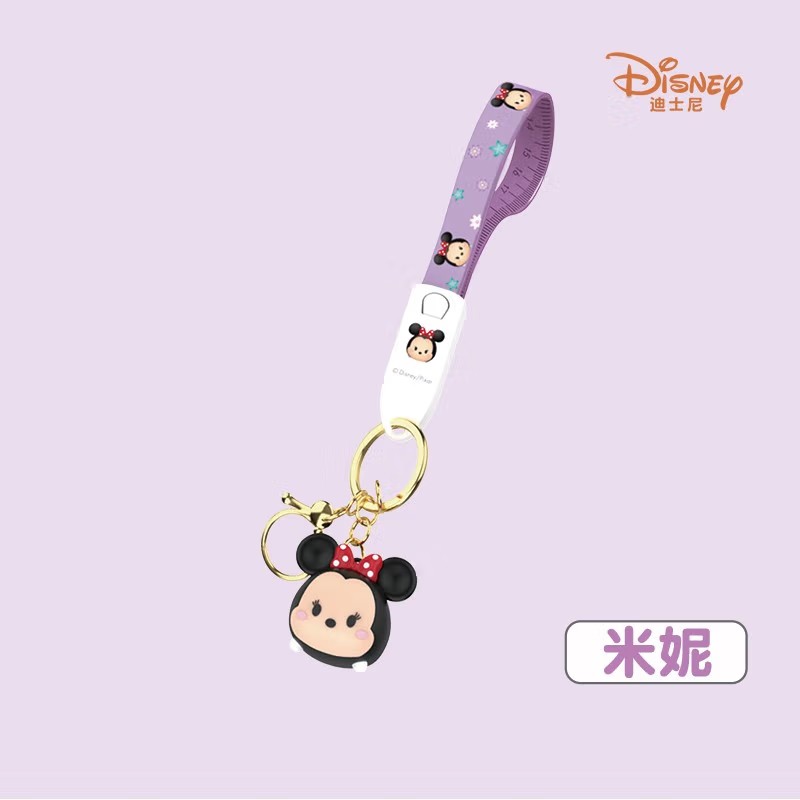 怀音迪士尼正版授权手机数据线三合一卡通钥匙扣短挂绳快充适用于苹果 正版米妮迪士尼公仔手环数据线+ 35cm