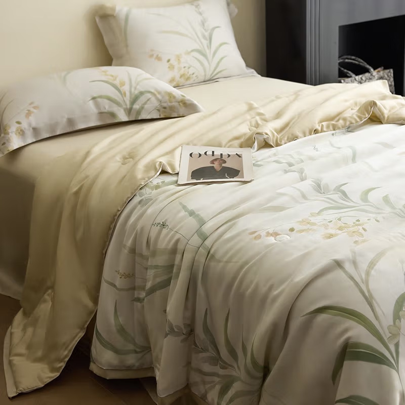 罗莱礼品2025新款高端80支双面兰精天丝夏凉被四件套莱赛尔大豆空调被夏季 罗莱寻春色 罗莱