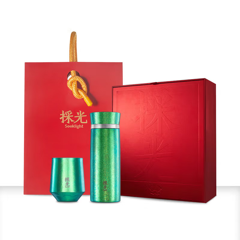 採光Seeklight 纯钛保温杯男女士轻奢礼物高颜值钛水杯子礼盒套装 400ml