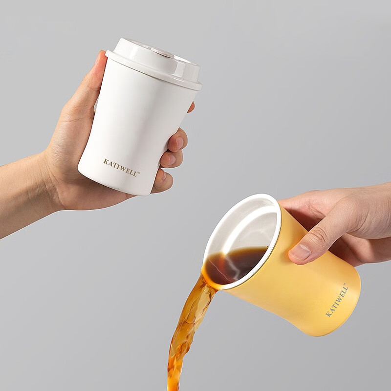 so.home珐琅咖啡杯不锈钢珐琅杯小蛮腰杯身适合喝咖啡茶叶果汁饮品 黄色