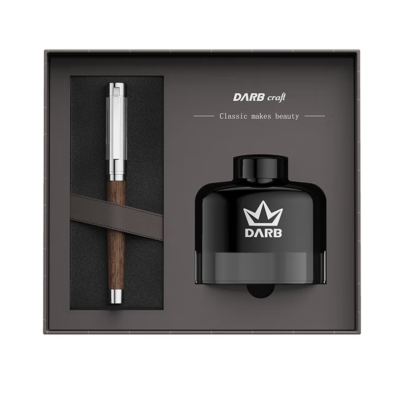 德柏（DARB）高端原木钢笔成人德国进口笔尖毕业礼物送老师胡桃木花梨木商务办公墨水礼盒f尖免费刻字送領导 胡桃木墨水礼盒