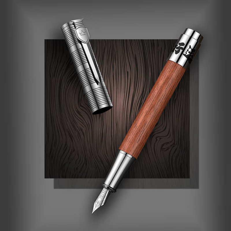 德柏（DARB）高档黑檀木钢笔转筒解压德国进口总花梨木商务办公送礼日晷系列 银花梨木