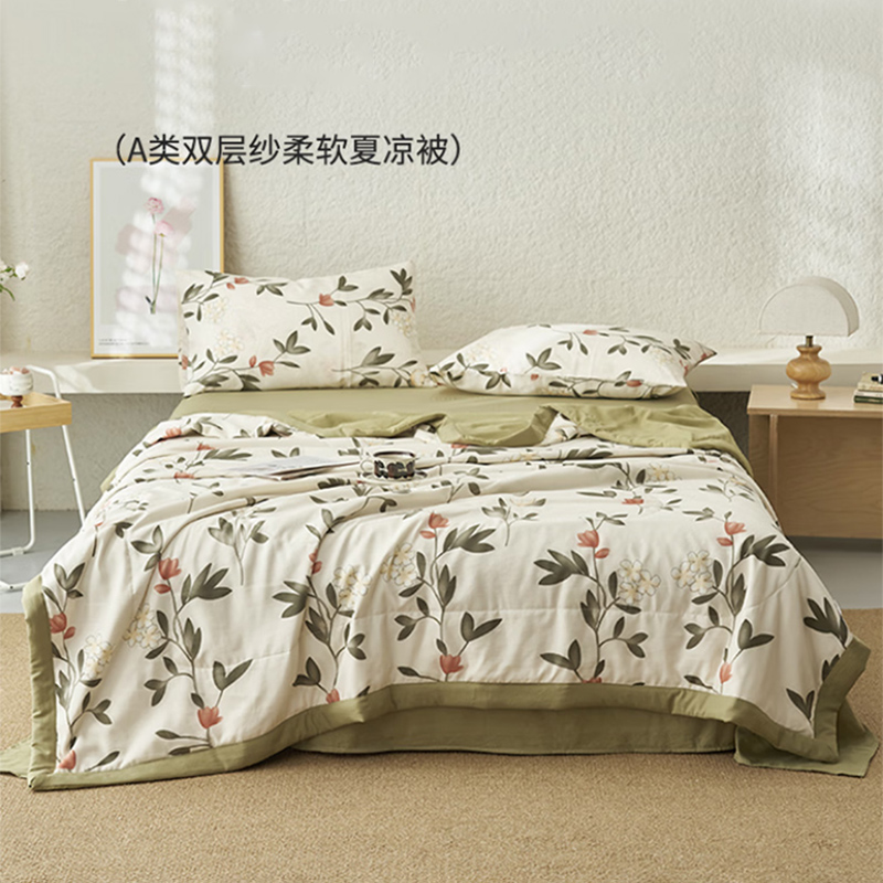 棉麻双层纱大豆夏被