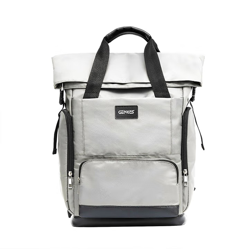 君华仕 GENVAS男士双肩背包商务旅行出差大容量手提包防水休闲笔记本电脑包 钛白色