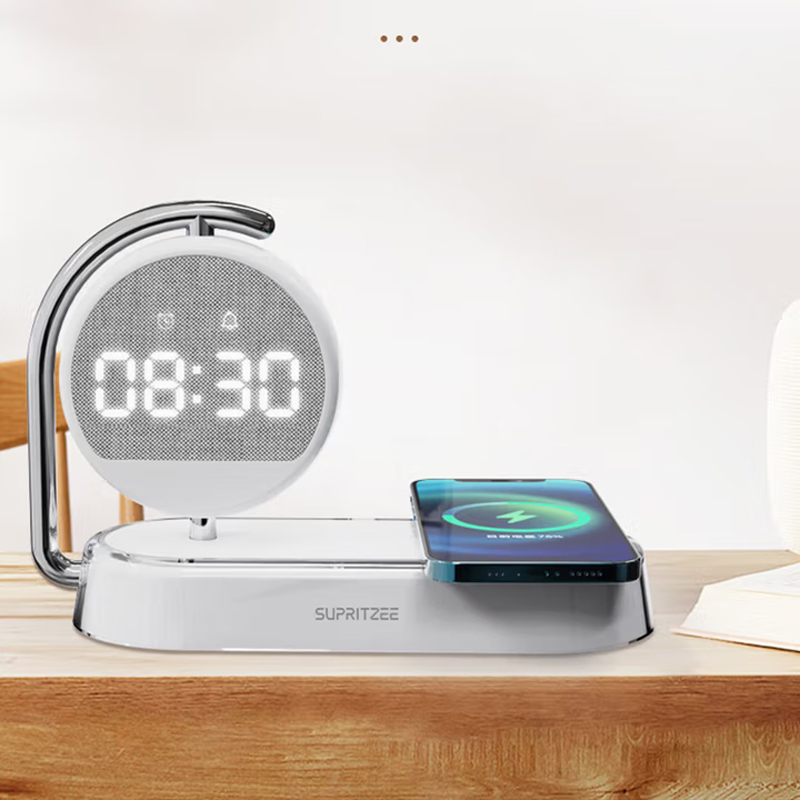  苏浦瑞兹时钟显示+三组闹钟设置15W无线快充小夜灯 SWXC-15W01