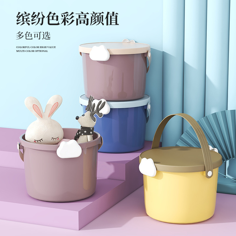 儿童玩具手提桶积木包装桶塑料桶12L食品PP圆型收纳桶礼品