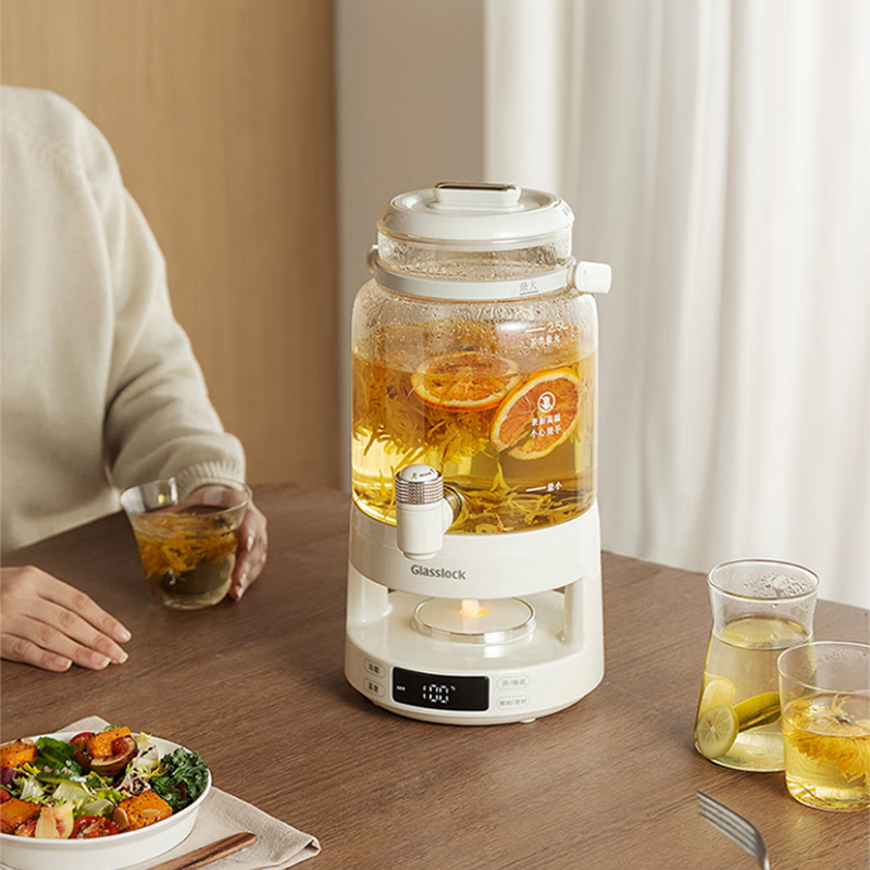  GLASSLOCK花茶电热水瓶养生壶2.8L带水龙头恒温玻璃自制饮料煮果茶泡酒桶烧水壶定时预约家用办公室用饮水机