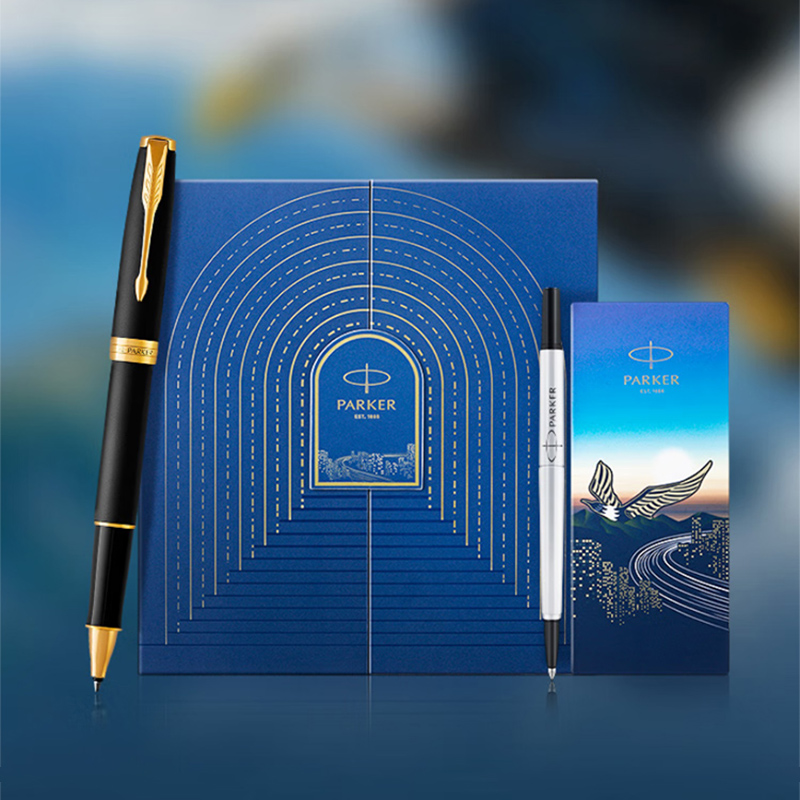 派克（PARKER）高端签字笔礼盒 轻奢节日定制礼物 卓尔磨砂黑金夹宝