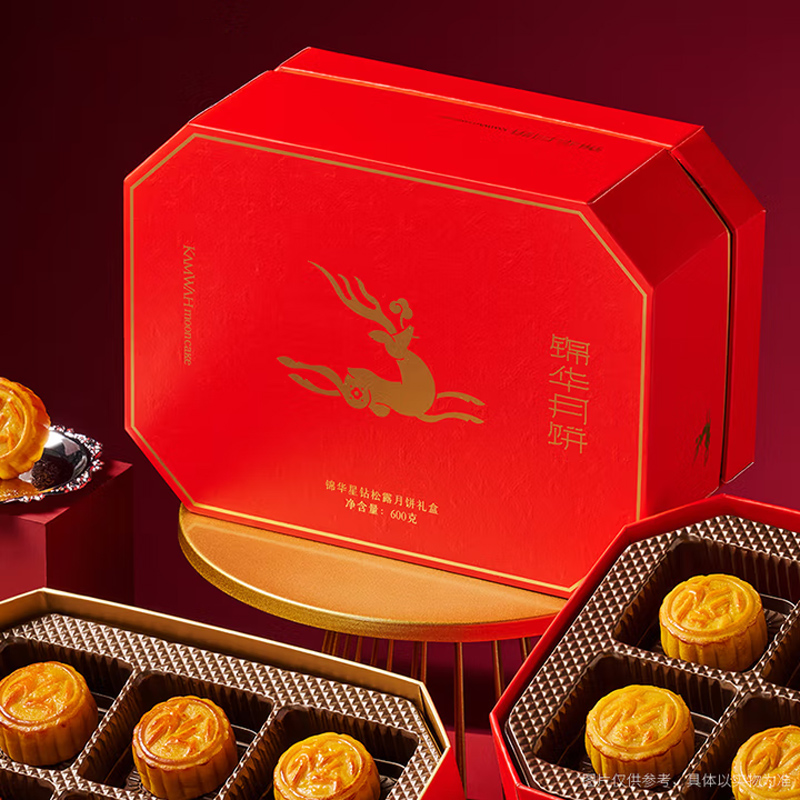 锦华星钻松露月饼礼盒600g高端品质中秋礼品广式松露流心奶黄月饼