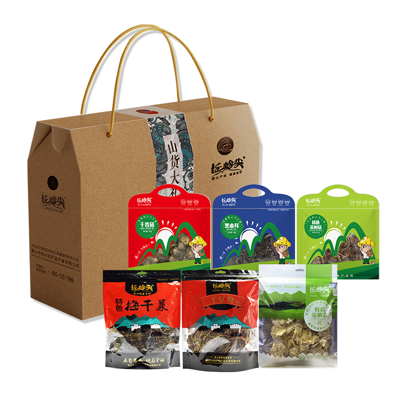 长岭尖长岭尖山货礼盒844g常年款干香菇黑木耳梅干菜