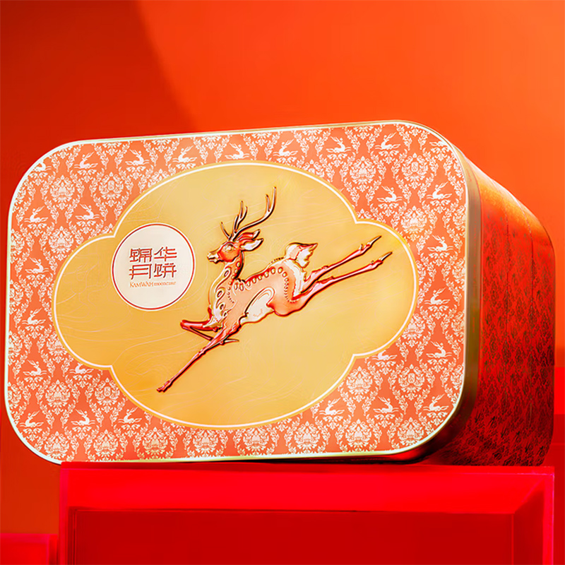 月饼礼盒蛋黄莲蓉月饼纯正红豆沙月饼中秋团购送礼 锦华福禄安康420g