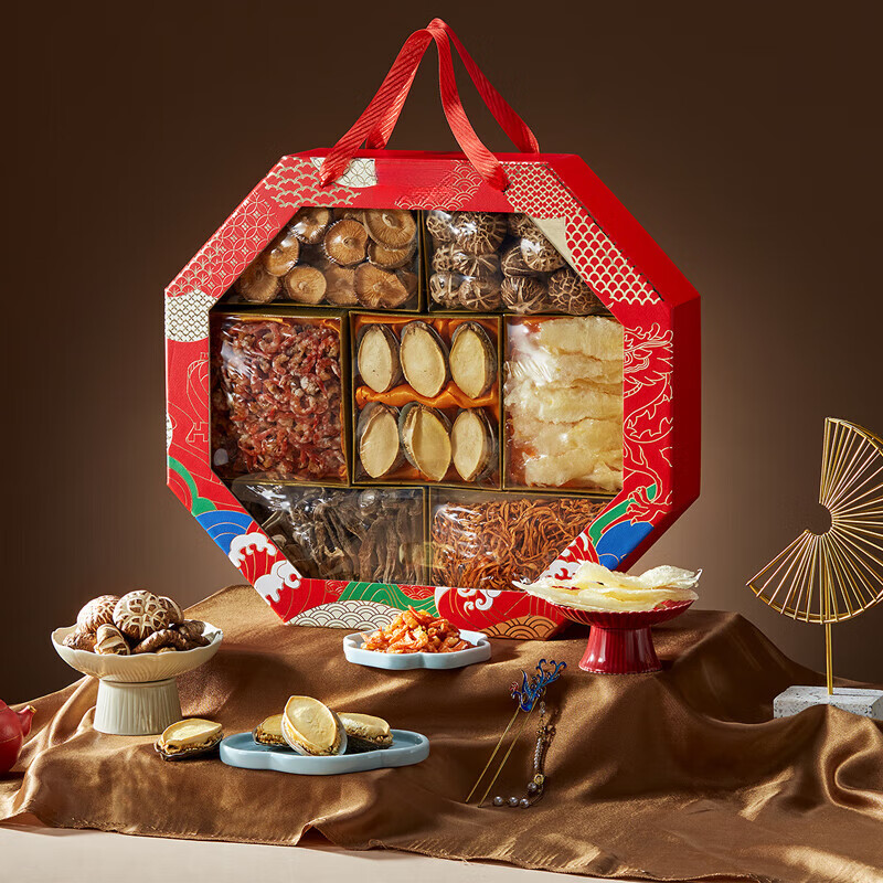 新年礼盒倾海之宴山海中华海鲜礼盒海鲜大礼包鲍虾米花胶礼品礼盒