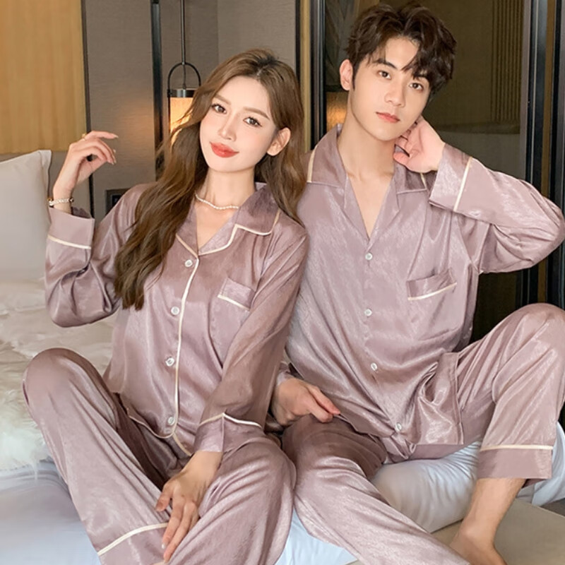 G-XIFANG石墨烯抗菌家居服情侣套装男款女款睡衣 豆沙色女款