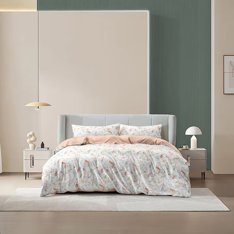 橙时花信磨毛抗菌四件套