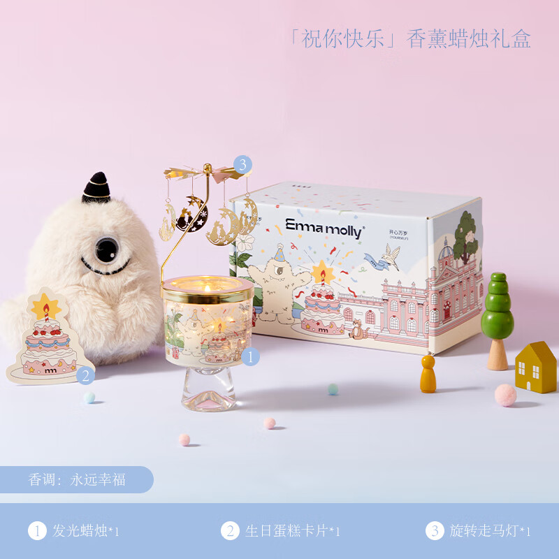 艾玛莫莉香薰礼盒MOMO祝你快乐香薰蜡烛实用生日礼物520礼物送女生小众 走马灯款
