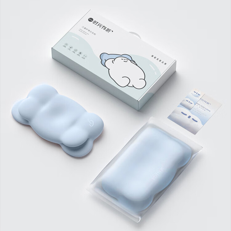 时光存折云朵枕头 记忆棉护颈枕 护脊颈椎枕侧睡趴睡枕儿童枕学生成人可用 高枕【薰衣草味】-晴空蓝