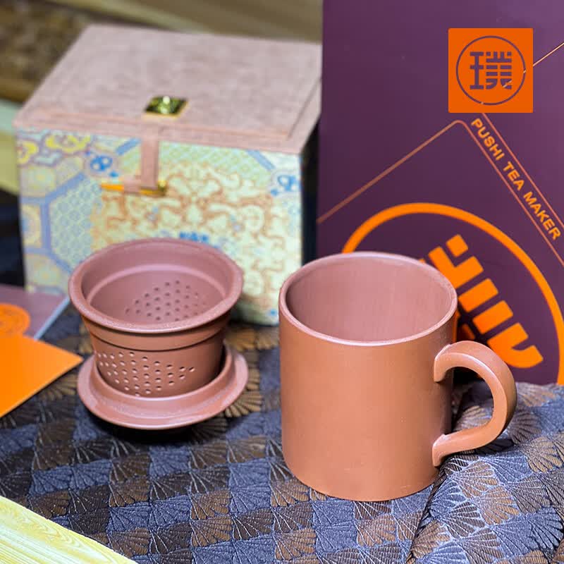 璞实茶器 璞璞实丰收紫砂隔茶杯三件套