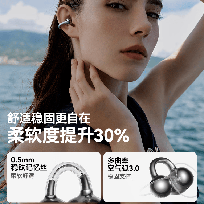 AI交互耳夹式蓝牙耳机无线开放式运动不入耳
