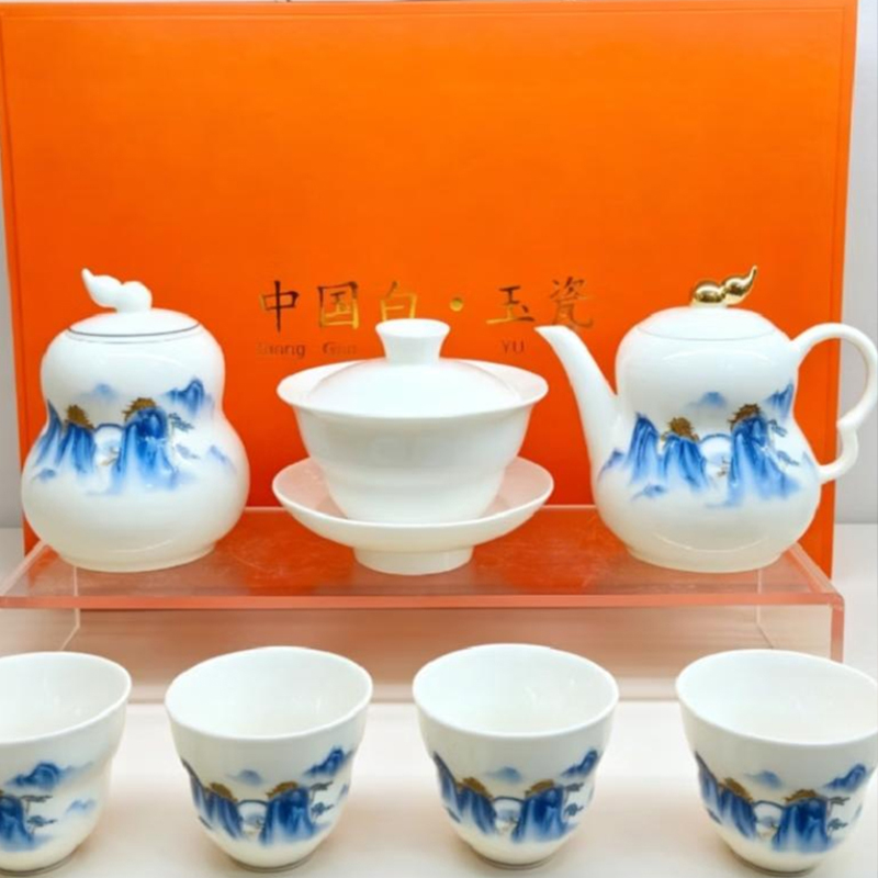 白瓷高档功夫茶具套装陶瓷大容量茶壶茶杯家用泡茶茶具礼盒装送礼