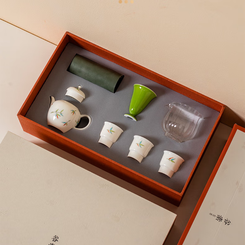 雨落青竹茶礼套装整套茶具茶壶茶杯实用礼物家用水杯泡茶壶伴手礼