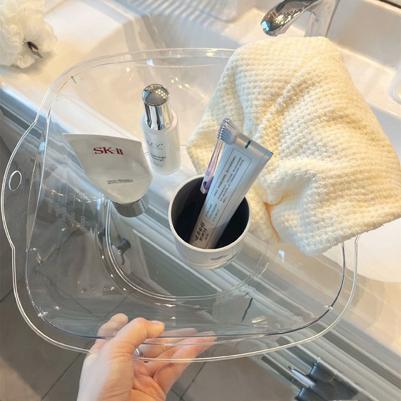 B加厚透明洗脸盆宿舍女生洗衣服盆婴儿洗脸洗澡盆家用轻奢大洗衣盆
