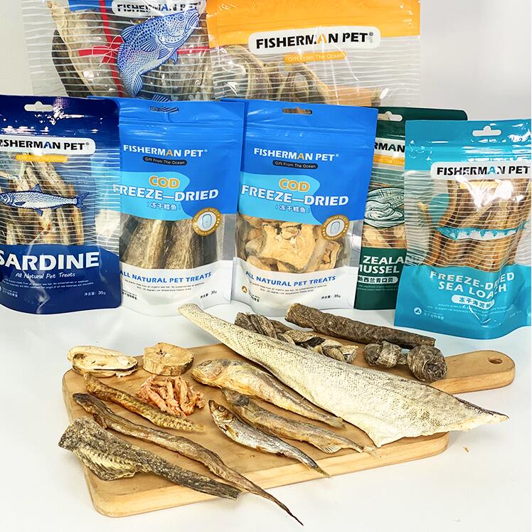 fisherman冻干零食南极磷虾海泥鳅海鳗多春鱼小黄鱼鳕鱼尾三文鱼皮沙丁鱼