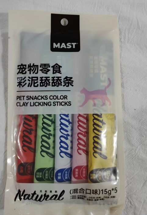 MAST彩泥舔舔条宠物零食混合口味15g*5无谷无胶无诱食剂湿粮餐包成幼猫通用MAST猫条