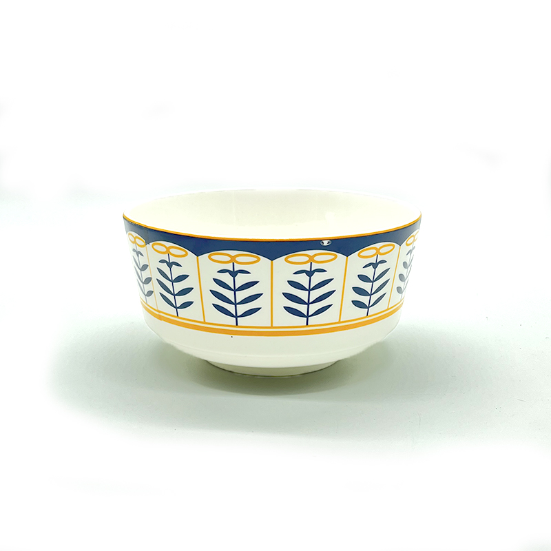印花5寸吉祥碗北欧兰花直径13cm高7cm